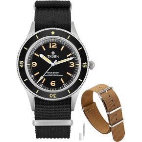 ساعة الضفدع التكتيكي ثورن 50 قامة أوتوماتيكية للغوص مع حزام ساعة من النايلون البني مقاس 20 مم، على الطراز العسكري in Kuwait