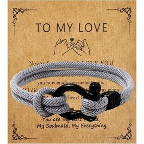 سوار Egowry للرجال، سوار حبل بحري مصنوع يدويًا مع تكبل من الفولاذ المقاوم للصدأ، أساور حبل مضفرة على شكل حدوة حصان للرجال in Kuwait