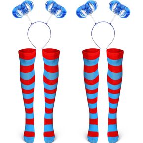 4 Pcs Costume Accessories Set Feathers and Ponytails Headband Costume Party Headwear Accessory Striped Knee Socks for Kids Party Supplies in Saudi Arabia
