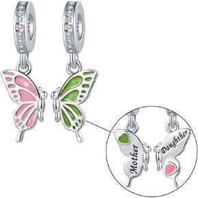 NARTGO Mother and Daughter Butterfly Charm Compatible with Pandora Charms Bracelets in Saudi Arabia