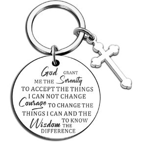 Isiyu God Grant Me The Serenity Prayer Sobriety Quote Keychain Gift Dog Tag Keyring Christian  Inspirational Keychain for Daughter Friends Mother Gift Birthday Religious Recovery Jewelry in Saudi Arabia