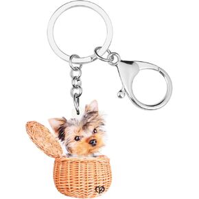 WEVENI Acrylic Yorkshire Terrier Dog Key Chains Yorkie Keychain Women Girl Handbag Charms Jewelry in Saudi Arabia