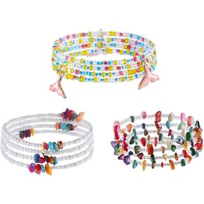 ELABEST African Crystal Waist Beads for Women Stretching 3Pcs Stone Belly Beads Colorful Handmade Beaded Waist Jewelry Accessories Body Chain in Kuwait