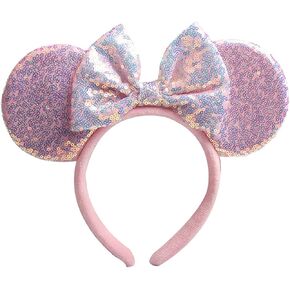 Maggerlly Minnie Mouse Ears Headband Disney Cartoon Role Play Decoration Minnie Ear Sequin Headband For Children And Adults in Saudi Arabia
