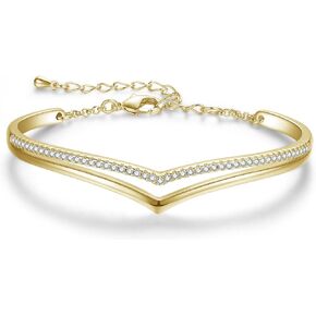 Praelinos Minimalistic Bracelets for Women White/Rose Gold Plated Charm Silver Tone Bracelet 5A Cubic Zirconia Jewelry Christmas Birthday Valentine Mother's Day Gifts for Mom Women Girlfriend Wife Her in Kuwait