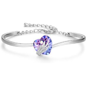 Praelinos Angel Wing Love Bracelet for Women Austria Crystal 18K White Gold Plated Bangle Silver Tone Jewelry for Christmas Mother's Day Valentine's Day Birthday Gifts for Mom Wife Girlfriend Sister Girls Her in Kuwait