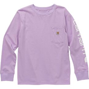 Carhartt Girls' Little Logo Long-Sleeve Pocket T-Shirt, Lupine, 6 in Saudi Arabia