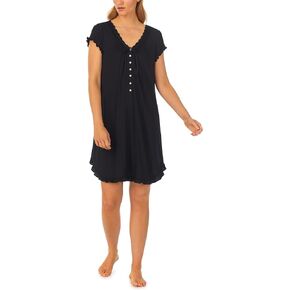 قميص نوم بأكمام قصيرة من Eileen West للنساء - مصنوع من مزيج رايون سباندكس - جيوب جانبية مدرزة - رقبة واسعة in Kuwait