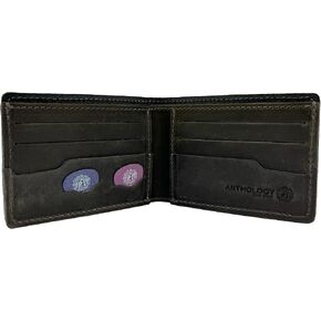 Anthology Gear Minimalist Bi-fold Leather Wallet - with Guitar Pick Holder Full Grain Leather (Carbon Black) in Kuwait
