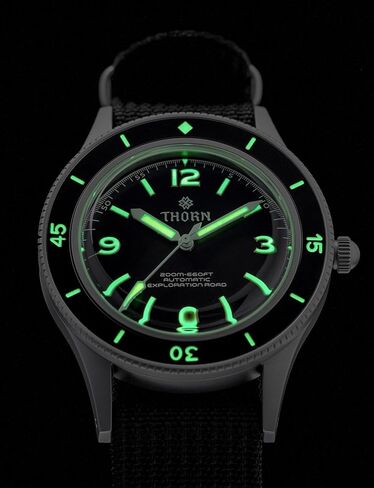 ساعة الضفدع التكتيكي ثورن 50 قامة أوتوماتيكية للغوص مع حزام ساعة من النايلون البني مقاس 20 مم، على الطراز العسكري in Kuwait