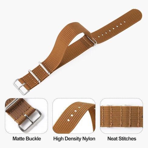 ساعة الضفدع التكتيكي ثورن 50 قامة أوتوماتيكية للغوص مع حزام ساعة من النايلون البني مقاس 20 مم، على الطراز العسكري in Kuwait