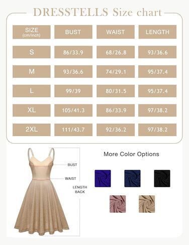 فستان كوكتيل نسائي من DRESSTELLS برقبة على شكل V وأشرطة سباغيتي وترتر لامع لحفلات العودة للوطن وحفلات السهرة فستان قصير in Kuwait