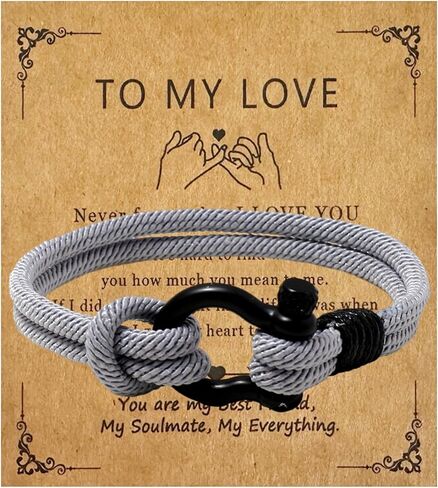 سوار Egowry للرجال، سوار حبل بحري مصنوع يدويًا مع تكبل من الفولاذ المقاوم للصدأ، أساور حبل مضفرة على شكل حدوة حصان للرجال in Kuwait