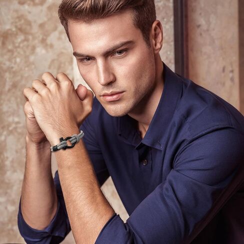 سوار Egowry للرجال، سوار حبل بحري مصنوع يدويًا مع تكبل من الفولاذ المقاوم للصدأ، أساور حبل مضفرة على شكل حدوة حصان للرجال in Kuwait