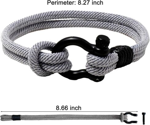 سوار Egowry للرجال، سوار حبل بحري مصنوع يدويًا مع تكبل من الفولاذ المقاوم للصدأ، أساور حبل مضفرة على شكل حدوة حصان للرجال in Kuwait