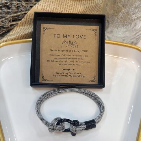 سوار Egowry للرجال، سوار حبل بحري مصنوع يدويًا مع تكبل من الفولاذ المقاوم للصدأ، أساور حبل مضفرة على شكل حدوة حصان للرجال in Kuwait