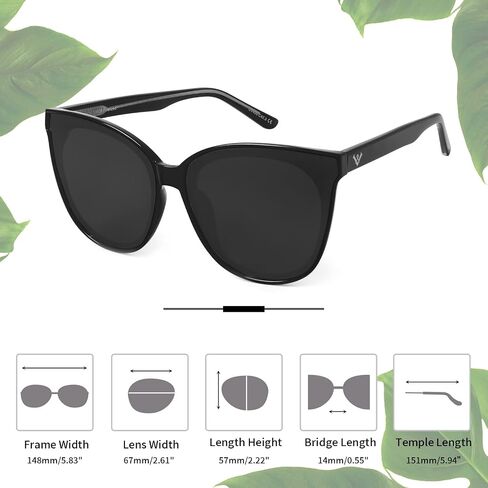 LVIOE Oversized Polarized Sunglasses for Women Trendy Large Cat Eye UV Protection Shade LS1627 in Saudi Arabia