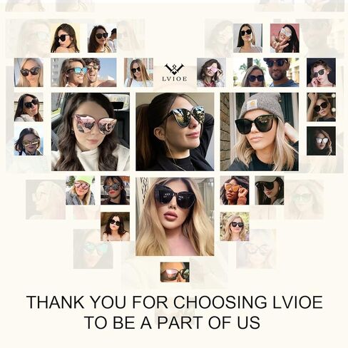 LVIOE Oversized Polarized Sunglasses for Women Trendy Large Cat Eye UV Protection Shade LS1627 in Saudi Arabia