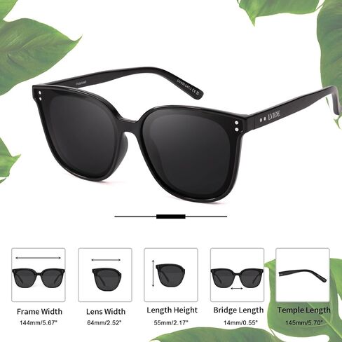 LVIOE Oversized Polarized Sunglasses for Women Trendy Large Cat Eye UV Protection Shade LS1627 in Saudi Arabia