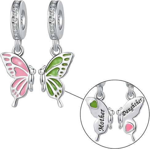 NARTGO Mother and Daughter Butterfly Charm Compatible with Pandora Charms Bracelets in Saudi Arabia