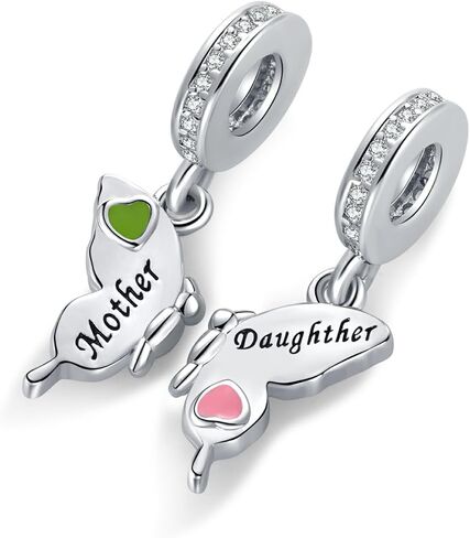 NARTGO Mother and Daughter Butterfly Charm Compatible with Pandora Charms Bracelets in Saudi Arabia