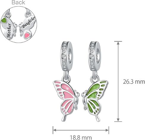 NARTGO Mother and Daughter Butterfly Charm Compatible with Pandora Charms Bracelets in Saudi Arabia