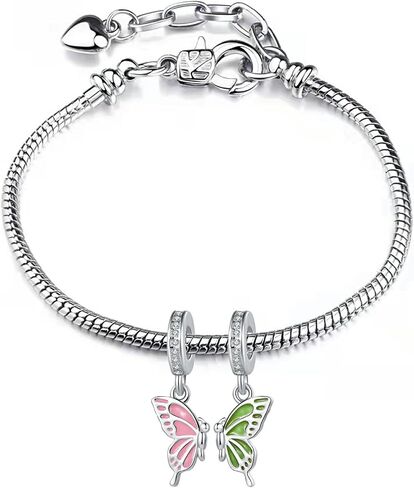 NARTGO Mother and Daughter Butterfly Charm Compatible with Pandora Charms Bracelets in Saudi Arabia