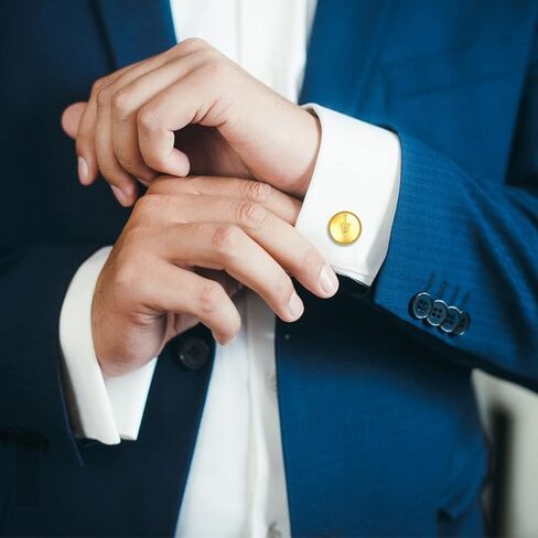 VENACOLY سهم/تاج أزرار أكمام من الفضة الإسترليني التنفيذية مطلية بالذهب أزرار أكمام للأب العريس هدية للرجال العريس الزوج الزفاف الخطوبة in Kuwait