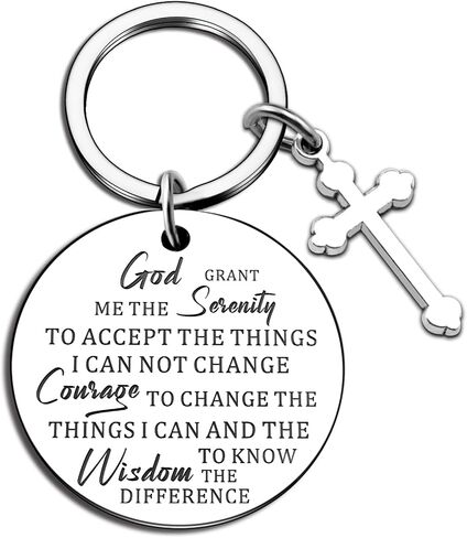 Isiyu God Grant Me The Serenity Prayer Sobriety Quote Keychain Gift Dog Tag Keyring Christian  Inspirational Keychain for Daughter Friends Mother Gift Birthday Religious Recovery Jewelry in Saudi Arabia