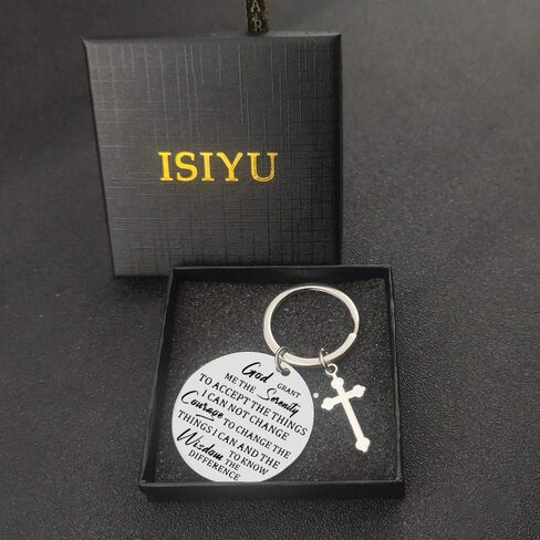 Isiyu God Grant Me The Serenity Prayer Sobriety Quote Keychain Gift Dog Tag Keyring Christian  Inspirational Keychain for Daughter Friends Mother Gift Birthday Religious Recovery Jewelry in Saudi Arabia