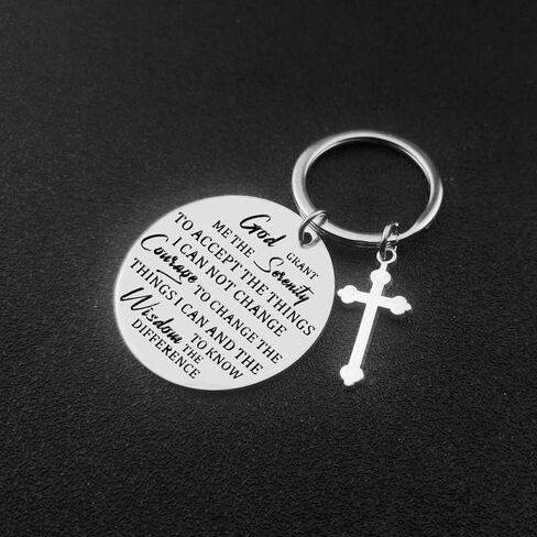 Isiyu God Grant Me The Serenity Prayer Sobriety Quote Keychain Gift Dog Tag Keyring Christian  Inspirational Keychain for Daughter Friends Mother Gift Birthday Religious Recovery Jewelry in Saudi Arabia