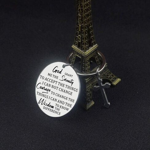 Isiyu God Grant Me The Serenity Prayer Sobriety Quote Keychain Gift Dog Tag Keyring Christian  Inspirational Keychain for Daughter Friends Mother Gift Birthday Religious Recovery Jewelry in Saudi Arabia