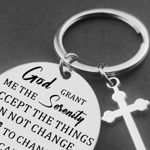 Isiyu God Grant Me The Serenity Prayer Sobriety Quote Keychain Gift Dog Tag Keyring Christian  Inspirational Keychain for Daughter Friends Mother Gift Birthday Religious Recovery Jewelry in Saudi Arabia