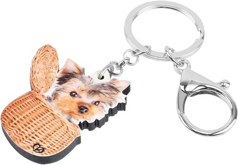 WEVENI Acrylic Yorkshire Terrier Dog Key Chains Yorkie Keychain Women Girl Handbag Charms Jewelry in Saudi Arabia