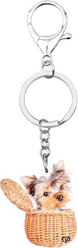 WEVENI Acrylic Yorkshire Terrier Dog Key Chains Yorkie Keychain Women Girl Handbag Charms Jewelry in Saudi Arabia