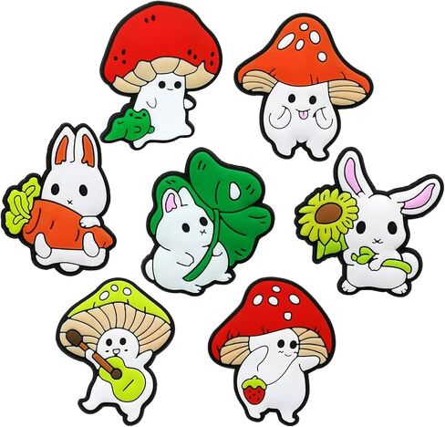 7 Pcs Cute Rabbit Croc Charms, Kawaii Mushroom Shoe Decoration Charms in Saudi Arabia