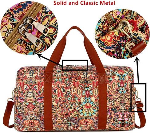 BAOSHA HB-32 حقيبة سفر من القماش الخشن لعطلة نهاية الأسبوع وحقيبة حمل كبيرة الحجم للنساء والسيدات (لون مع حجرة للأحذية) in Kuwait