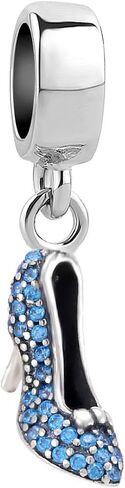 QeenseKc Sparkling Cinderella's Stiletto Shoe Dangle Charm Pave High Heel shoes Bead fit Pandora Bracelet in Saudi Arabia