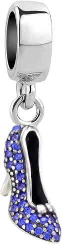 QeenseKc Sparkling Cinderella's Stiletto Shoe Dangle Charm Pave High Heel shoes Bead fit Pandora Bracelet in Saudi Arabia
