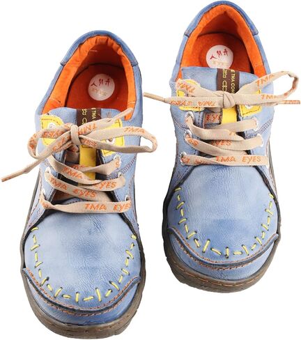 TMA EYES Women's Leather Hand Stitching Walking Travel Shoes Casual Lightweight Comfort Fashion Sneaker in Saudi Arabia