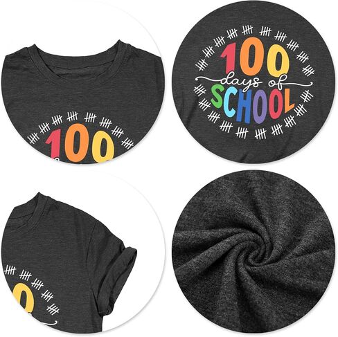 100 Days of School Shirt Women Teacher Shirts 100th Day of School T Shirt Causal Inspirational Tops in Saudi Arabia