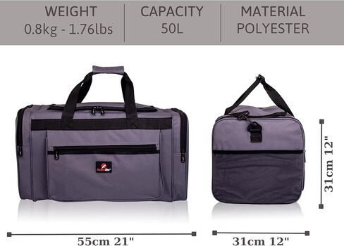 Roamlite 21 inch Travel Duffel Holdall - Weekend or Overnight Size Bag - Polyester 21" 55cm x31x31 50 Litre Light-Weight 0.8kg - Gray RL57GY in Kuwait
