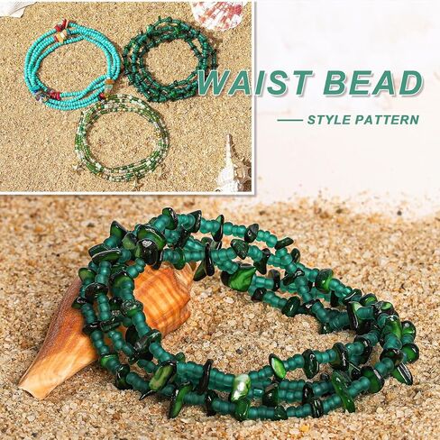 ELABEST African Crystal Waist Beads for Women Stretching 3Pcs Stone Belly Beads Colorful Handmade Beaded Waist Jewelry Accessories Body Chain in Kuwait