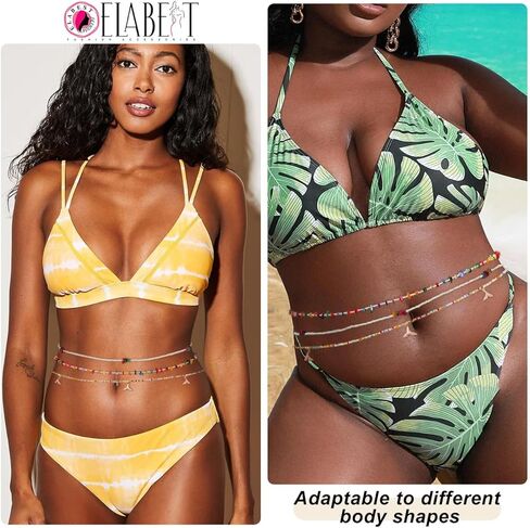 ELABEST African Crystal Waist Beads for Women Stretching 3Pcs Stone Belly Beads Colorful Handmade Beaded Waist Jewelry Accessories Body Chain in Kuwait