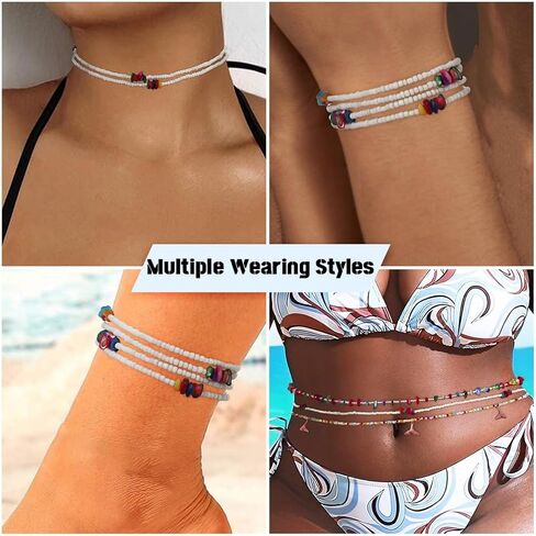 ELABEST African Crystal Waist Beads for Women Stretching 3Pcs Stone Belly Beads Colorful Handmade Beaded Waist Jewelry Accessories Body Chain in Kuwait