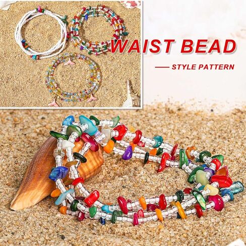 ELABEST African Crystal Waist Beads for Women Stretching 3Pcs Stone Belly Beads Colorful Handmade Beaded Waist Jewelry Accessories Body Chain in Kuwait
