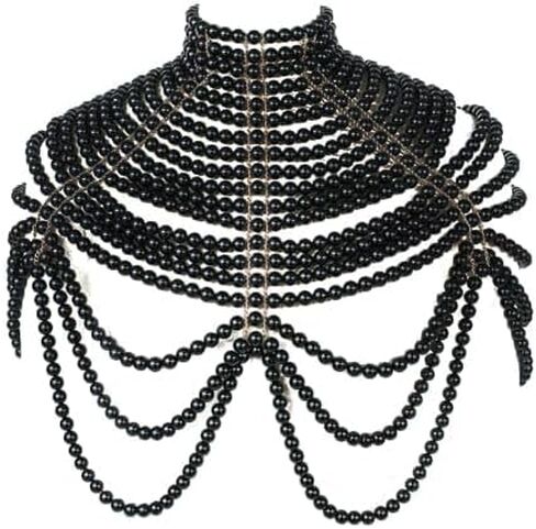 Sinkcangwu Sexy Women's Fashion Pearl Necklace Accessories Shoulder Chain Role Playing Jewelry Body Chain Dress Accessories in Kuwait