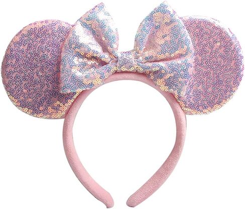 Maggerlly Minnie Mouse Ears Headband Disney Cartoon Role Play Decoration Minnie Ear Sequin Headband For Children And Adults in Saudi Arabia