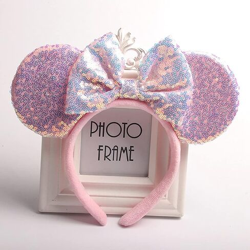 Maggerlly Minnie Mouse Ears Headband Disney Cartoon Role Play Decoration Minnie Ear Sequin Headband For Children And Adults in Saudi Arabia