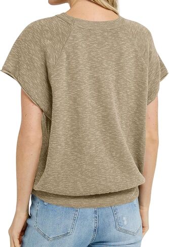Saodimallsu Womens Short Sleeve Crewneck Sweater Summer Tops Casual Loose Knit Lightweight Basic Pullover Shirts in Saudi Arabia